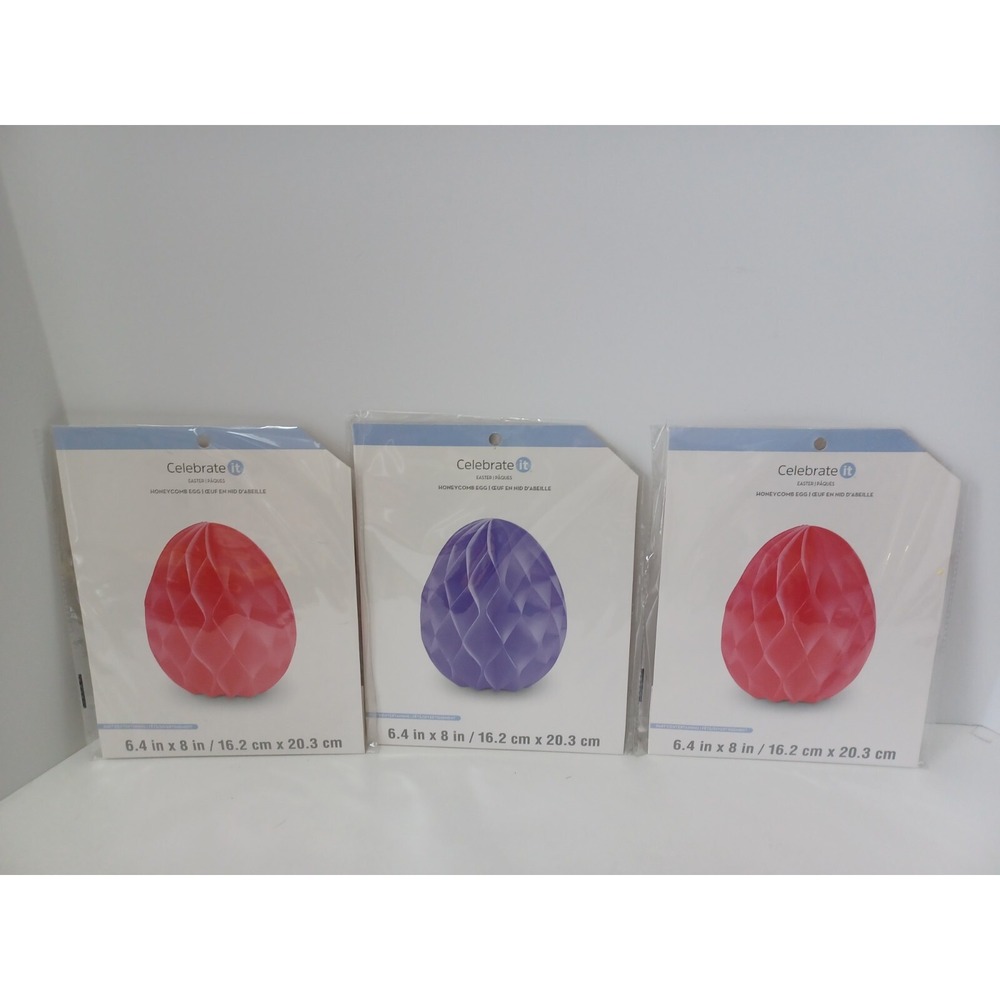NEW Lot of‎ 3 Celebrate It Easter Honeycomb Eggs Decor